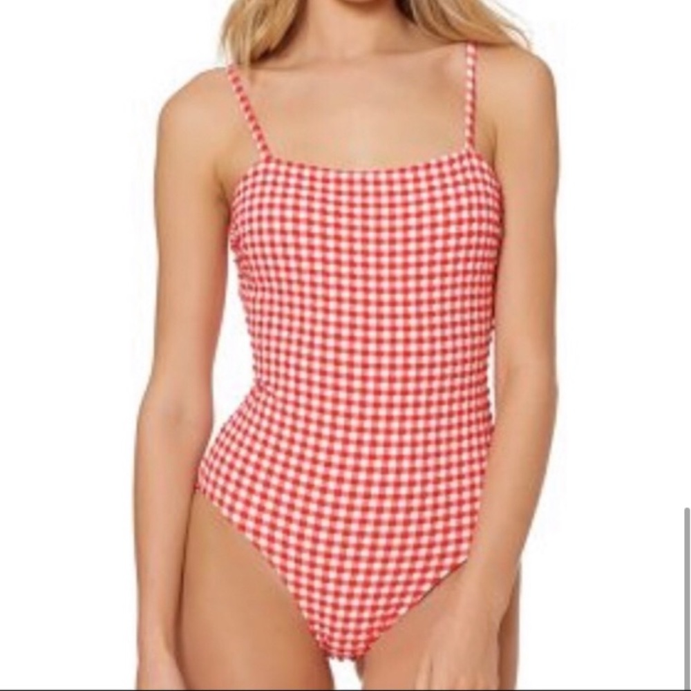 Red Carter Gingham One Piece Swim Suit